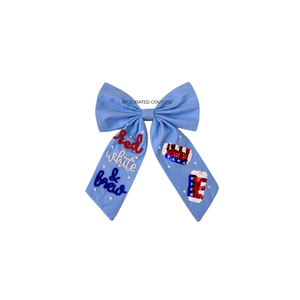 Lazo con Cuentas del 4 de Julio, Lazo Patriótico Hecho a Mano, Lazo con Cuentas de Estados Unidos, Accesorio con Cuentas de Bandera Americana, Lazo para el Cabello con Cuentas, Lazo Hecho a Mano de Primera Calidad - Product Image 1