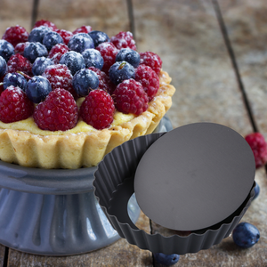 Molde para Tartas Acanalado Profundo de 6 Pulgadas de Diámetro y 1.6 Pulgadas de Profundidad, con Fondo Desmontable, Mini Moldes Negros para Tartas con Bordes Acanalados, Herramienta para Hornear Postres - Product Image 5