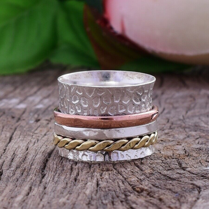 Bague tournante en argent sterling 925, faite à la main, pour soulager l'anxiété, bijoux - Product Image 3
