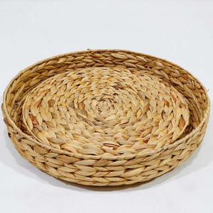 Coussin de lit rond tissé en jacinthe d'eau naturelle pour chien et chat, amovible et lavable, toutes saisons, pour chambre et salon - Product Image 4