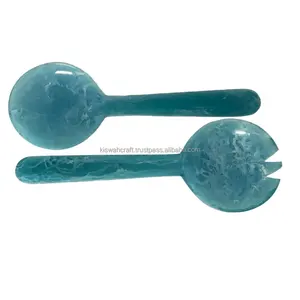 Juego de Servidores de Ensalada de Resina Azul/Rosa, Estilo Americano Moderno, Ecológico, con Asas Niqueladas, Aptos para Lavavajillas, Utensilios de Cocina - Product Image 1