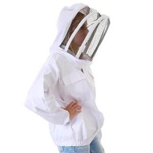 Veste de protection pour apiculteur avec voile en maille amovible, respirante, en polyester et coton, coutures surjetées, blanche, coupe ample, vêtement de sécurité - Product Image 6