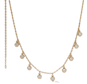 Collier de mariage en diamant rond naturel cultivé en laboratoire, collier ras du cou en or massif 14K 18K, collier minimaliste délicat avec pendentif diamant - Product Image 3