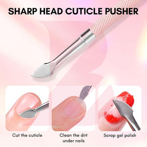 Removedor de Cutículas de Color Rosa, Limpiador de Uñas Profesional de Acero Inoxidable, Empujador y Cortador de Cutículas de Doble Punta, Cuidado de las Cutículas - Product Image 3