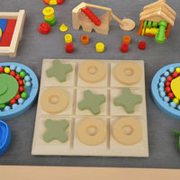 Jeu de Tic Tac Toe éducatif en contreplaqué de pin américain durable et décontracté pour enfants de 5 à 7 ans, idéal pour les zones de jeux