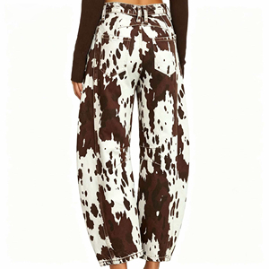 Women's High Waisted Wide Leg <b>Pants</b> Animal Print Loose Fit Ankle-Length Cotton Polyester Casual Spring Trousers - Product Image 4