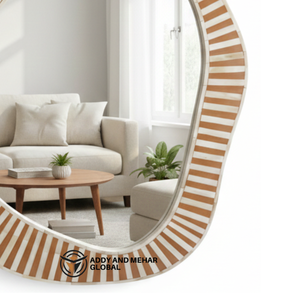 Espejo de Pared Cuadrado Art Deco de MDF Hecho a Mano con Rayas Irregulares, Espejo de Pared Decorativo Moderno y Ecológico para Bodas - Product Image 4