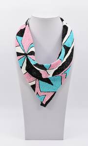 Collier écharpe tendance en perles de verre de créateur avec broderie colorée et boucles d'oreilles faites à la main – Mon style, très tendance - Product Image 2