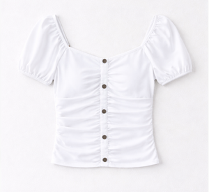Factory Price Sustainable Casual <b>Collarless</b> Summer Crop Top <b>Women's</b> <b>Shirt</b> Customize Clothing Vietnam Manufacturer ODM OEM - Product Image 1