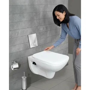 WC mural moderne fiable à double chasse avec siphon en P, en céramique blanche, 555x360x375mm, pour usage commercial en salle de bain - Product Image 5