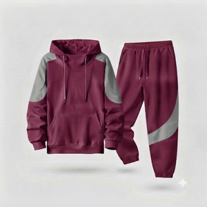 Ensemble de survêtement unisexe marron à capuche coupe-vent style gym léger, manches longues, couleur unie, pantalon de jogging décontracté avec bande blanche - Product Image 5