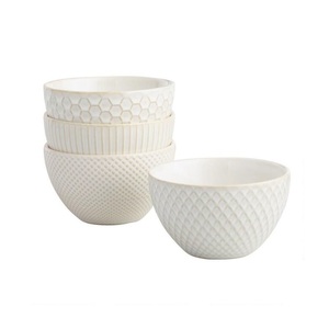 Handcrafted Textured <b>Clay</b> Cereal BowlMinimalist Round Stoneware Soup & Rice Basin <b>Set</b> with Matte Geometric Patterns - Product Image 2