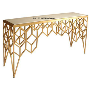 Table console de style nordique moderne en acier inoxydable et marbre, pour salon, entrée, villa - Product Image 1