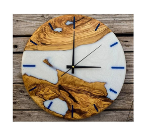 Horloge murale en résine de bois de qualité supérieure et horloge murale élégante en résine époxy noire, marron, blanche à prix avantageux - Product Image 6