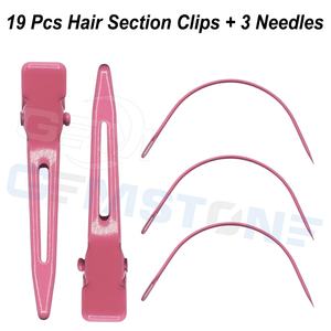Professional <b>Pink</b> <b>Hair</b> Extension Installation Tool Kit with Micro Bead Pliers, Loop Hook, Section <b>Clips</b> & Threads Tools set - Product Image 6