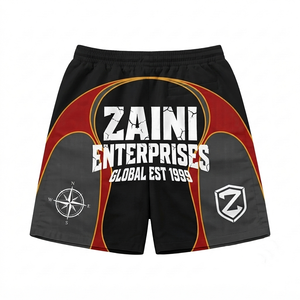 ZAINI ZI-081 Short coupe-vent pour homme en polyester/nylon 160 g/m² avec empiècements color block et impression sérigraphiée, fermeture à cordon de serrage - Product Image 2