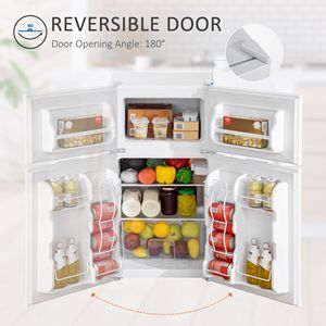 3.2 Cu.Ft bianco Mini doppia porta frigo con Freezer regolabile Termostato reversibile porta frigorifero compatto - Product Image 6