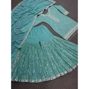 Hermosa Top de Fiesta con Sharara y Dupatta Talla 2XL - Product Image 2