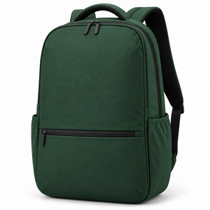 Mochila Simple Color Caqui Unisex para Portátil con Cierre de Cremallera y Bolsillos Laterales - Product Image 6