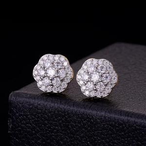 Boucles d'oreilles en forme de grappe de fleurs scintillantes, argent sterling 925, diamants cultivés en laboratoire, bijoux de luxe de créateur - Product Image 1