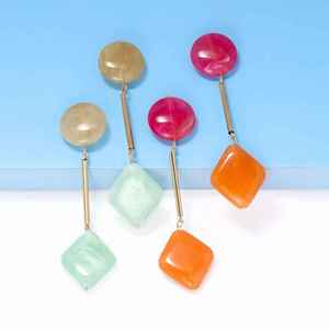 Pendientes Geométricos de Resina de Moda para Chicas, Pendientes Largos Redondos y Cuadrados de Resina, Joyería de Moda, Artesanía de Resina - Product Image 5
