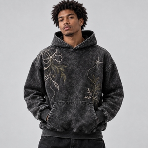 Sweats à capuche pour hommes personnalisés, effet délavé, motifs uniques, coutures durables et designs confortables pour les marques de mode - Product Image 1