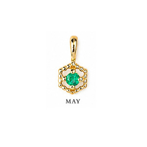 <b>Emerald</b> Quartz Hexagon <b>Pendant</b> 8 mm Round Gemstone Prong Charm Birthstone Gold Plated <b>Pendant</b> Necklace Gift For Her - Product Image 2