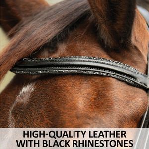 Brida de cuero genuino marrón para doma y equitación, equipo ecuestre, precio al por mayor - Product Image 3