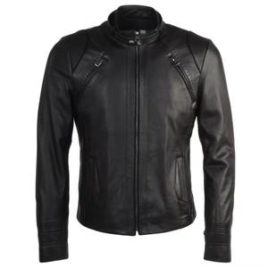Chaqueta de Cuero con Cierre de Alta Calidad para Hombre, Nuevo Estilo, 100% Cuero Genuino, Chaqueta de Cuero Larga Informal, Servicio OEM - Product Image 2