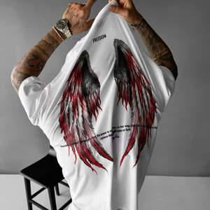 T-shirt streetwear en polyester/coton de haute qualité OEM, coupe ample, tissu éponge 240g, respirant, séchage rapide, coupe classique pour homme - Product Image 5