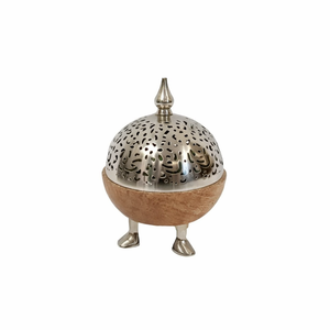 Quemador de incienso Bakhoor de madera natural y metal de alta calidad para el hogar, la oficina, Ramadán, Eid, regalo festivo, elegante Mabkhara de estilo medioriental. - Product Image 3