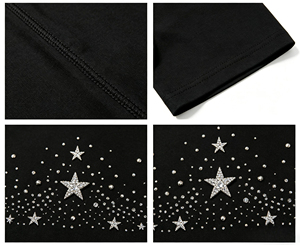 Camiseta Oversize Negra Personalizada de Alta Calidad con Pedrería para Hombre, Camisetas de Algodón con Gráficos de Pedrería Personalizados, Ropa al por Mayor - Product Image 5