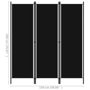 Black 3-<b>Panel</b> <b>Room</b> <b>Divider</b> 59.1"x70.9" Elegant Screens & <b>Room</b> <b>Dividers</b> - Product Image 6