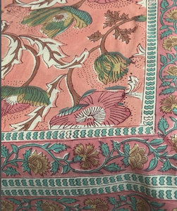 Cotton Modern Pink Solid Handmade Hand Block Table Cover Botanical Design for Home Hotel Use-Pure Prints Rajasthan - Product Image 3
