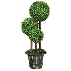 Albero Topiario Artificiale a Tre Sfere da 36 Pollici per Interni ed Esterni - Product Image 1