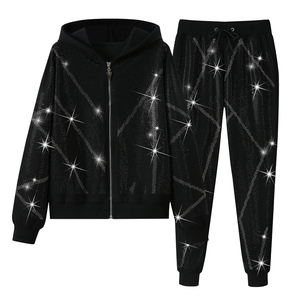 Outdoor Use Winter Breathable Plus Size Custom Logo Rhinestone Tracksuit Latest Style Durable Material Men Rhinestone Tracksuit - Product Image 1