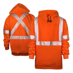Sudadera con Capucha Reflectante de Alta Visibilidad Naranja, Impermeable, con Logotipo ANSI CLASE 3, Ropa de Trabajo con Bolsillo para Trabajadores de Carreteras y Construcción - Product Image 2