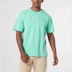 Camiseta de Alta Calidad, Elegante, Lisa, 100% Algodón, Holgada, para Hombre, Verano, Suave, Transpirable, Ligera, Cuello Redondo, Manga Corta, Informal, Cómoda - Product Image 2