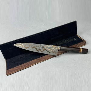 Couteau de cuisine artisanal haut de gamme en cuivre à motif damas avec manche en résine et bois, outil de cuisson professionnel pour chef, pour la maison - Product Image 2