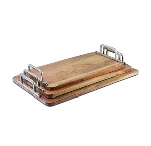 Wooden Serving Tray Rectangle Decorative Tray with Handles Rustic Modern Tea Coffee Table Decor for <b>Home</b> Hotel Restaurant - Product Image 4