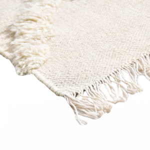 พรมปูพื้น DECORDEC รุ่น Custom Ivory Wool High Low Textured Trellis ลายเพชรนูน  พร้อมพู่กันกันลื่นและเป็นมิตรกับสิ่งแวดล้อม - Product Image 4