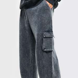 Pantalones de lona casuales para hombre, personalizados al por mayor, de alta calidad, con cintura elástica, de poliéster/algodón, lavados - Product Image 6