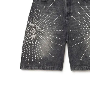 Nouvelle mode OEM à prix abordable pour hommes : Short en toile uni avec strass, style urbain, écologique, respirant, logo/couleurs personnalisables, haute qualité - Product Image 4