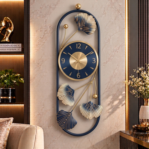 Horloge murale décorative en argent vert sarcelle Falah International, art mural en métal en forme de feuille, horloge à quartz, décoration intérieure moderne pour la maison - Product Image 4