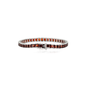 Best Selling Trendy Princess Cut Natural <b>Garnet</b> Gemstone 925 Sterling Silver Unisex Tennis <b>Bracelet</b> Fine Jewelry - Product Image 5