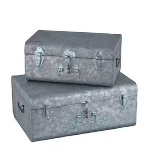 Vintage Metal Storage Trunk <b>Box</b> Rectangle Black with Gold Lid Buckle Closure Multifunctional Home Organization Container - Product Image 5