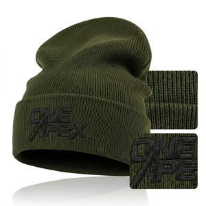 Bonnet en tricot vert olive pour homme, bonnet d'hiver à revers, unisexe, streetwear, bonnet ajusté, logo personnalisé, accessoire de mode en gros - Product Image 1