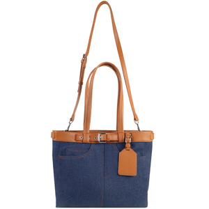 Bolso de Hombro de Mezclilla Portátil Personalizado OEM para Mujer, Diseño de Cuero PU con un Pequeño Adorno de Cuero - Product Image 3