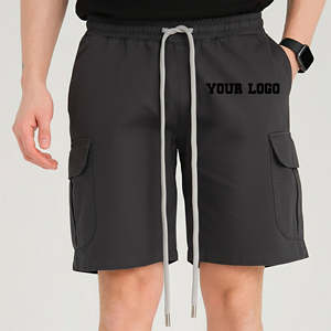 100% Cotton Solid Grey Men's Shorts with Side Pockets Boxy Fit Breathable Elastic Waist for Gym High Street Style Shorts - Product Image 4