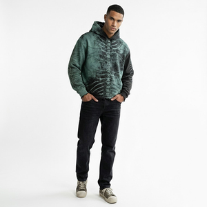 Up Felt Premium Heavyweight Men’s Skeleton Graphic Hoodie Acid Wash Distressed Streetwear Oversized Punk <b>Style</b> Hooded Sweats - Product Image 4